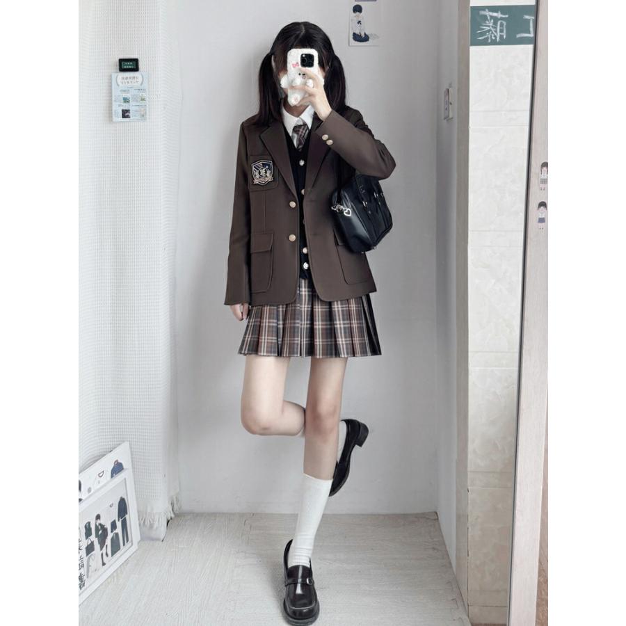 卒業式  なんちゃって制服 制服 5点 6点セット スーツ プリーツスカート 女の子 スクールスカート 学生服 中学 高校生 フォーマルスーツ ブレザー 入学式 XS-XLの画像