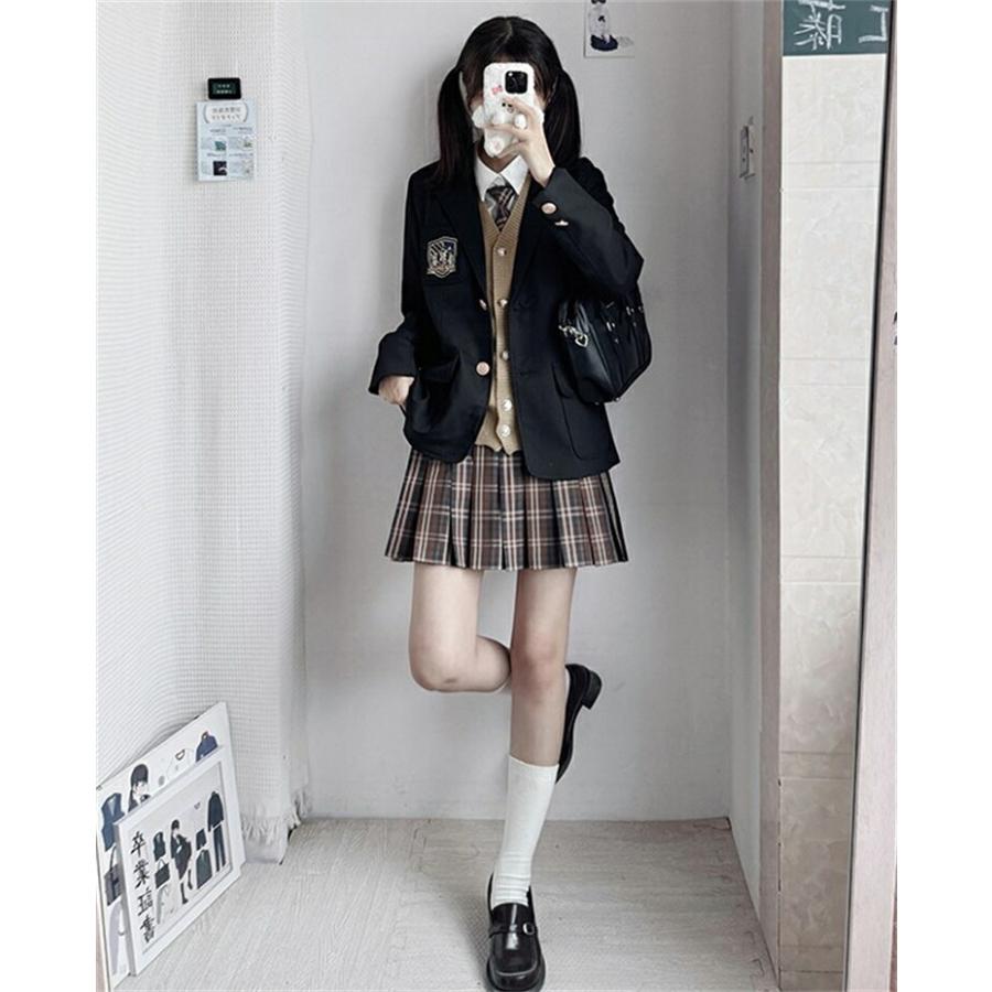 卒業式  なんちゃって制服 制服 5点 6点セット スーツ プリーツスカート 女の子 スクールスカート 学生服 中学 高校生 フォーマルスーツ ブレザー 入学式 XS-XLの画像