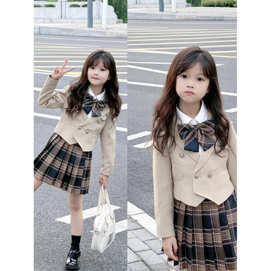 卒業式 入学式 女の子 スーツ リボン付き お嬢様 スカート 2点セット 3