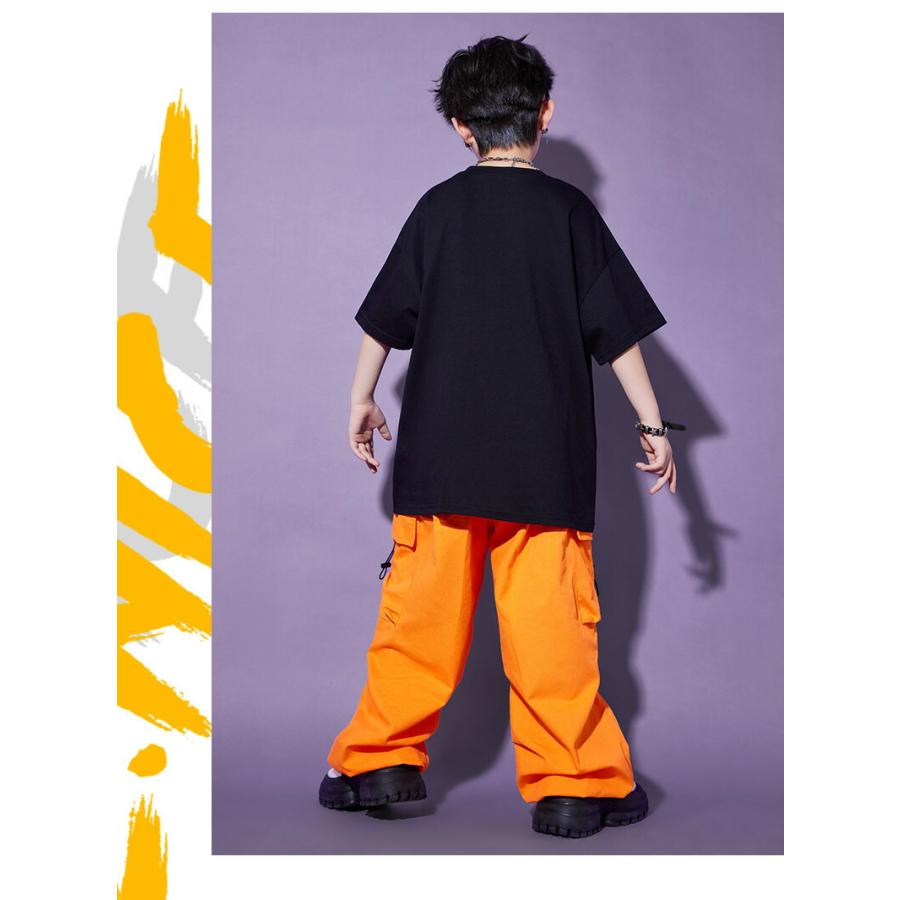 子供ダンス ダンス衣装 キッズ セットアップ Tシャツ ズボン 黒