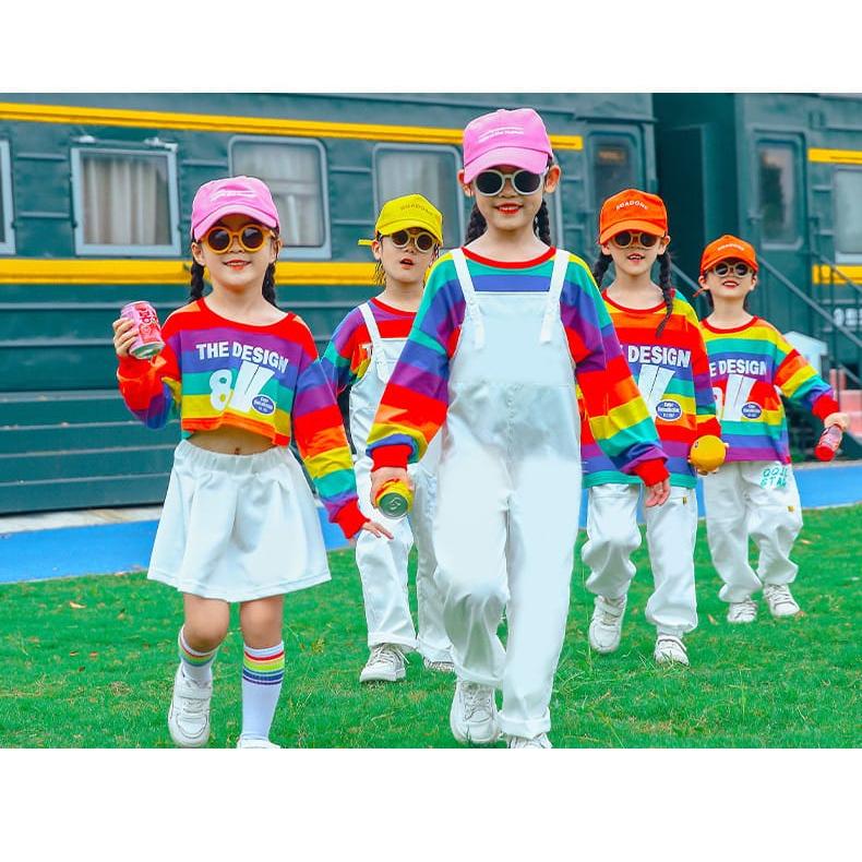 アドミラル　虹色のセットアップ レインボー柄 子供服 ダンス衣装 セットアップ キッズ サロペット