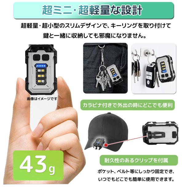ライト 小型ライト 防犯 防災 LED Type-C充電 カラビナ付き マグネット