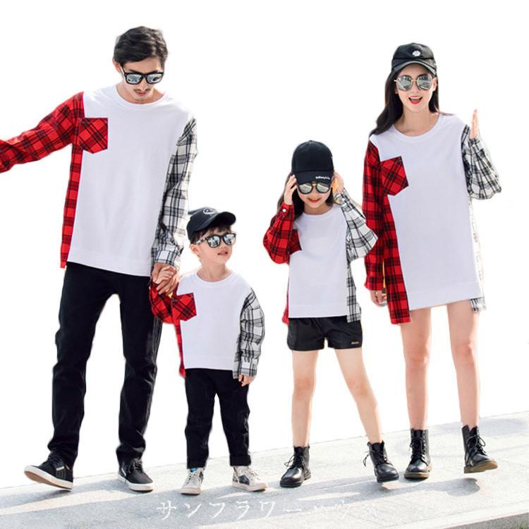 リンクコーデ 親子 ペアルック 親子コーデ 男女 Tシャツ 親子ペアルック 親子服 シャツ チェック ママ 娘 パパ 息子 トップス 半袖 春 親子おそろい 活動 家族 Cyyoya 15 サンフラワーハウス 通販 Yahoo ショッピング
