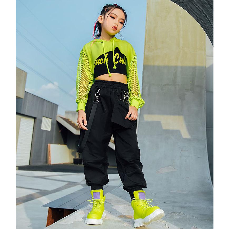 キッズ ダンス衣装 へそ出し シャツ ベスト パンツ ヒップホップ 女の子 チアガール グリーン トップス 蛍光色 ジャズダンス 子供 ステージ衣装 韓国 発表会 Cyyyc 106 サンフラワーハウス 通販 Yahoo ショッピング