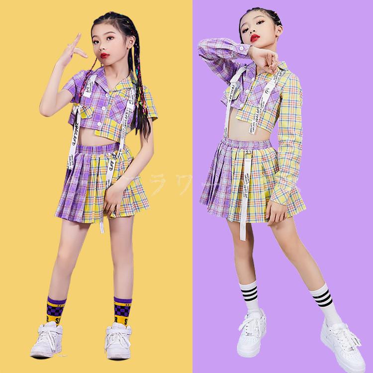 キッズダンス衣装 セットアップ へそ出し チェック ヒップホップ 女の子 子供 Hiphop スカート 半袖 長袖 ダンス衣装 体育祭 応援団 チアガール 発表会 演出服 Cyyyc 14 サンフラワーハウス 通販 Yahoo ショッピング