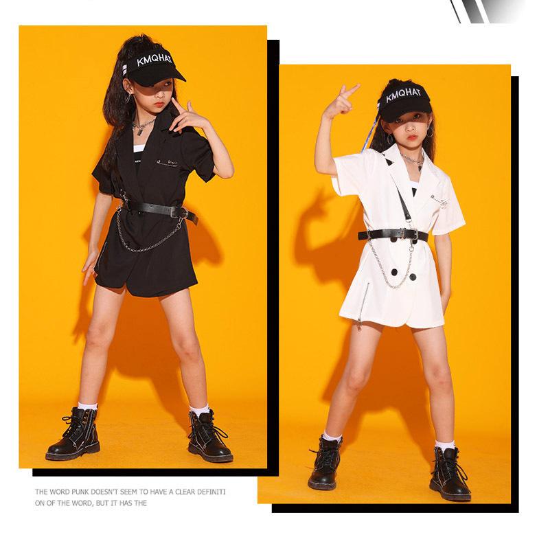 返品送料無料 キッズ ダンス衣装 黒 白 トップス シャツ タンクトップ 半パンツ ヒップホップ 半袖 チアガール 女の子 カッコイイ 韓国 子供 団体服 発表会 演出服 110 180cm Materialworldblog Com