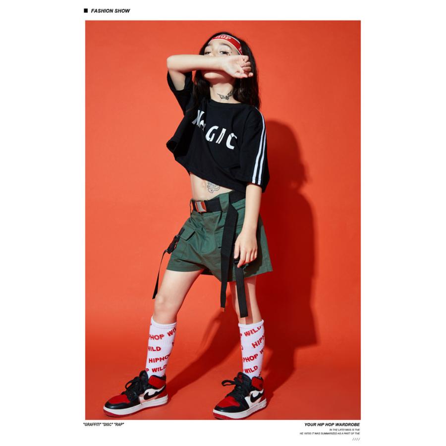 キッズ ダンス衣装 商舗 セットアップ パンツ 半袖 へそ出し 練習着 ヒップホップ 発表会 ストリートダンス イベント 110 180cm 普段着 子供 韓国 女の子