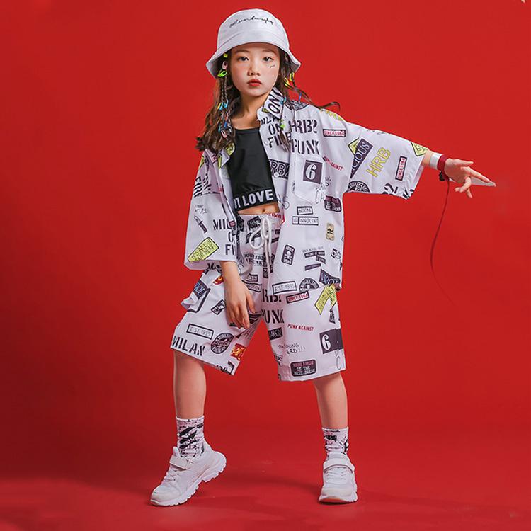 柄シャツ 半袖 キッズ ダンス衣装 セットアップ ショートパンツ ヒップホップ タンクトップ へそ出し 女の子 男の子 HIPHOP セット 韓国 普段着 発表会｜sunflowerhouse｜03