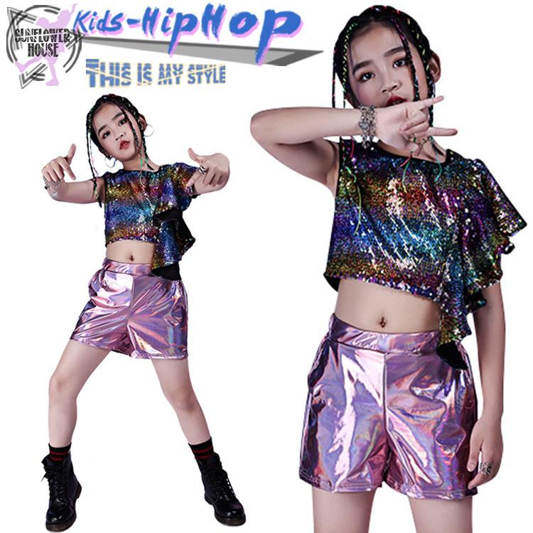 キッズ ダンス衣装 へそ出し キラキラ トップス スパンコール 韓国 ヒップホップ セットアップ Hiphop キッズ ショートパンツ かっこいい 発表会 単品販売 Goyhp 36 サンフラワーハウス 通販 Yahoo ショッピング