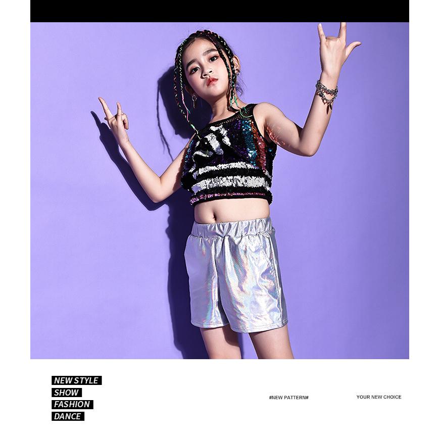 ダンス衣装 キッズ へそ出し トップス スパンコール セットアップ キラキラ ヒップホップ 韓国 キッズ ショートパンツ かっこいい 発表会 単品販売 Goyhp 54 サンフラワーハウス 通販 Yahoo ショッピング
