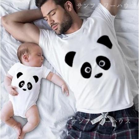 親子コーデ Tシャツ リンクコーデ 親子 ペアルック ベビー ロンパース 親子お揃いtシャツ パンダちゃん プリント 可愛い ペアtシャツ 赤ちゃん 家族ペア Goyoya 14 サンフラワーハウス 通販 Yahoo ショッピング