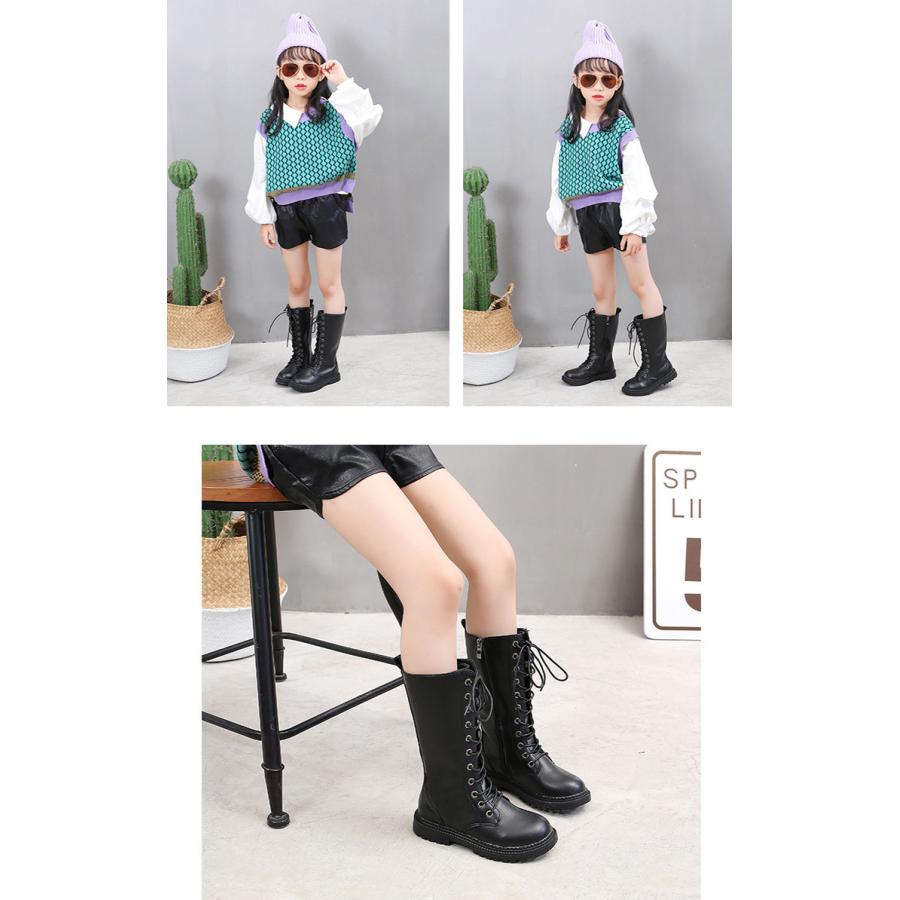 ダンス ブーツ キッズ ヒップホップ 編み上げ カナヲ コスプレ 白 黒