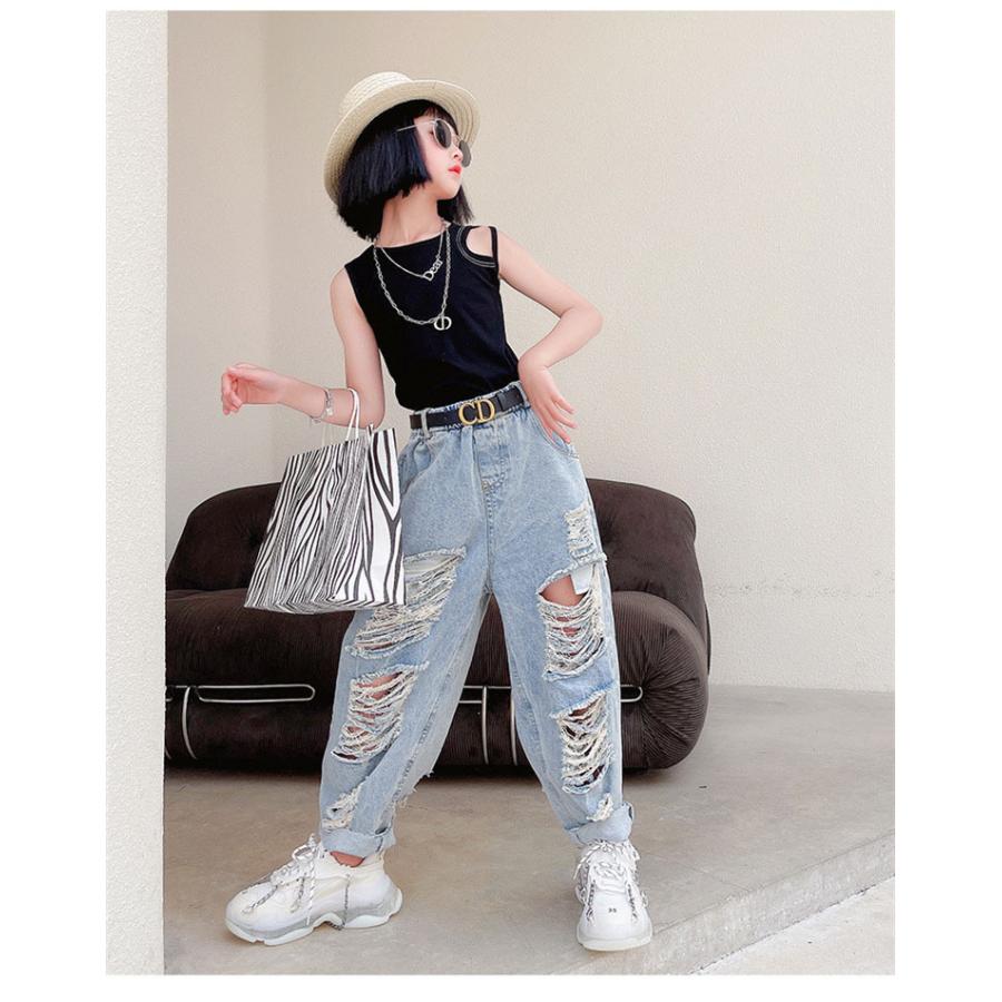 ダンス衣装 デニム キッズ セットアップ へそ出し トップス ジーパン デニムパンツ ダメージジーンズ 破れた ヒップホップ ガールズ 韓国 演出服 応援団 練習着 Kay Ds22 サンフラワーハウス 通販 Yahoo ショッピング