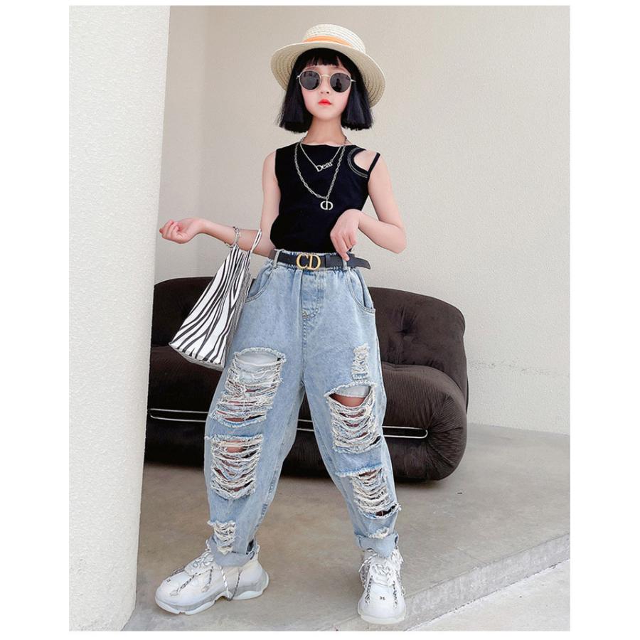 Damage zip denim vest / セットアップ