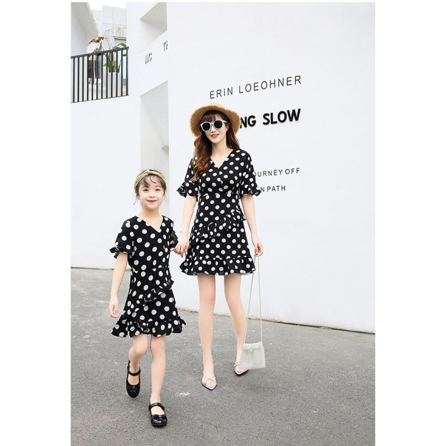 ワンピース 親子コーデ 夏 シフォンワンピース 女の子 ママと娘 半袖 水玉柄 韓国風 ラッフル 子供ワンピース 結婚式 発表会 パーティ 通学着 可愛い 親子揃い Kay Qz05 サンフラワーハウス 通販 Yahoo ショッピング