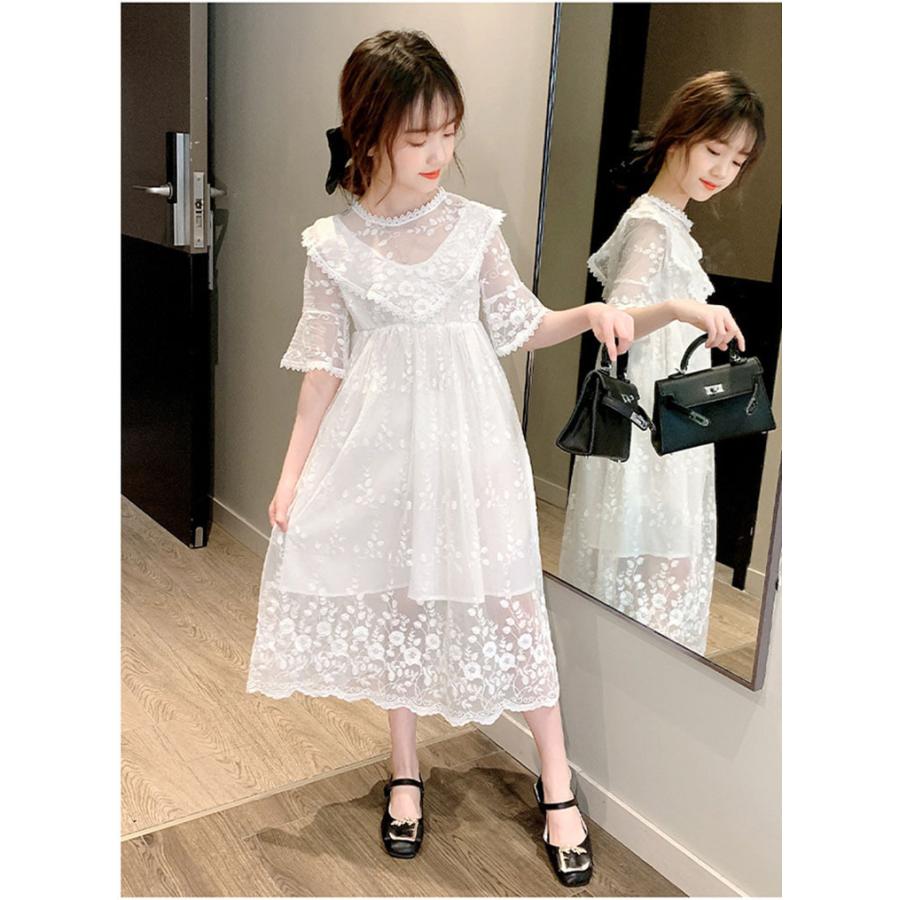 キッズワンピース 白ワンピース レースワンピース 半袖 春夏 女の子 韓国風 子供ドレス 結婚式 発表会 パーティ フォーマル 通学着 可愛い 子供服 おしゃれ Kay Tq019 サンフラワーハウス 通販 Yahoo ショッピング