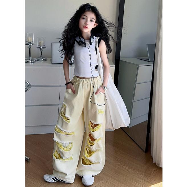 ズボン デニム パンツ トップス キッズ 女の子 韓国 ダンス ダンス衣装