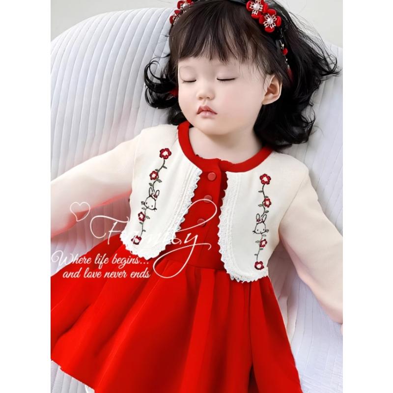 まとめ売り　キッズ服　レディース服セット（カジュアル、刺繍付き） 女の子 子供服 ワンピース 赤 レッド 入学式 結婚式 お祝い お出かけ