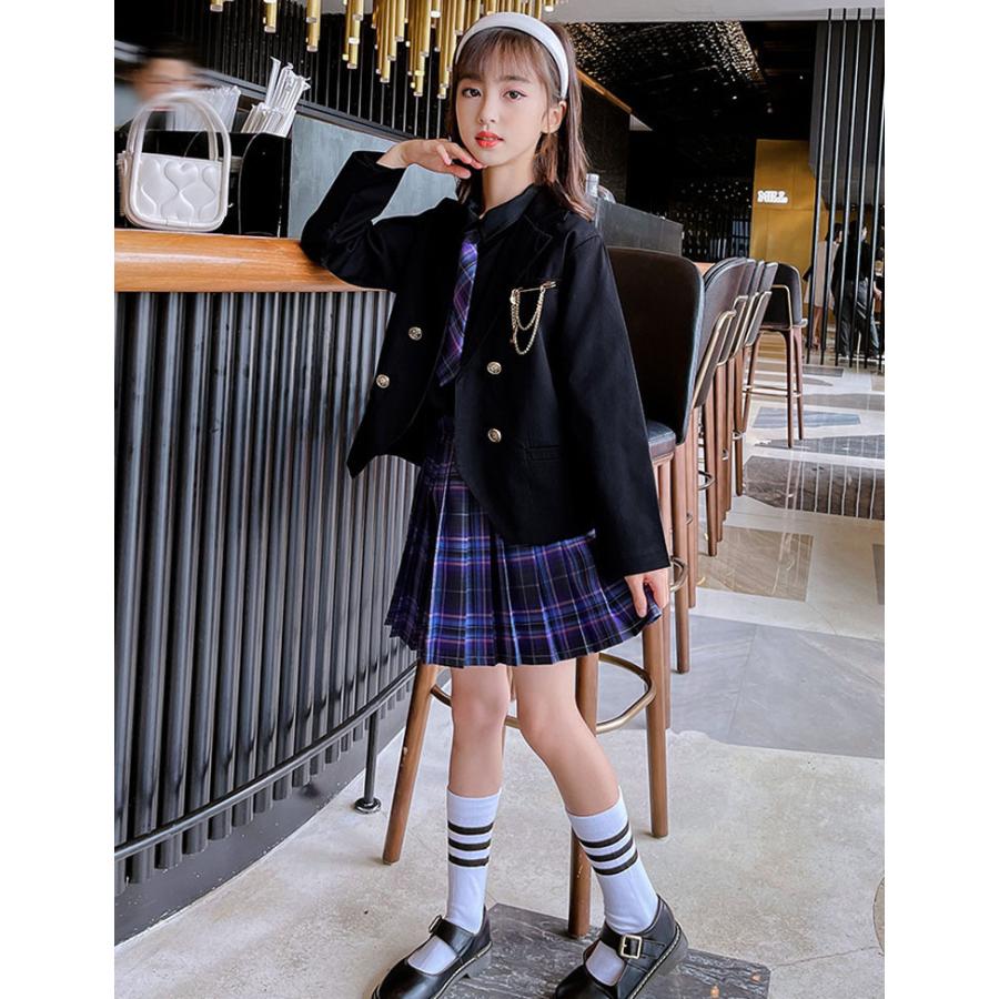 卒業式 スカートスーツ 女の子 スーツ 4点セット 韓国 入学式 学園