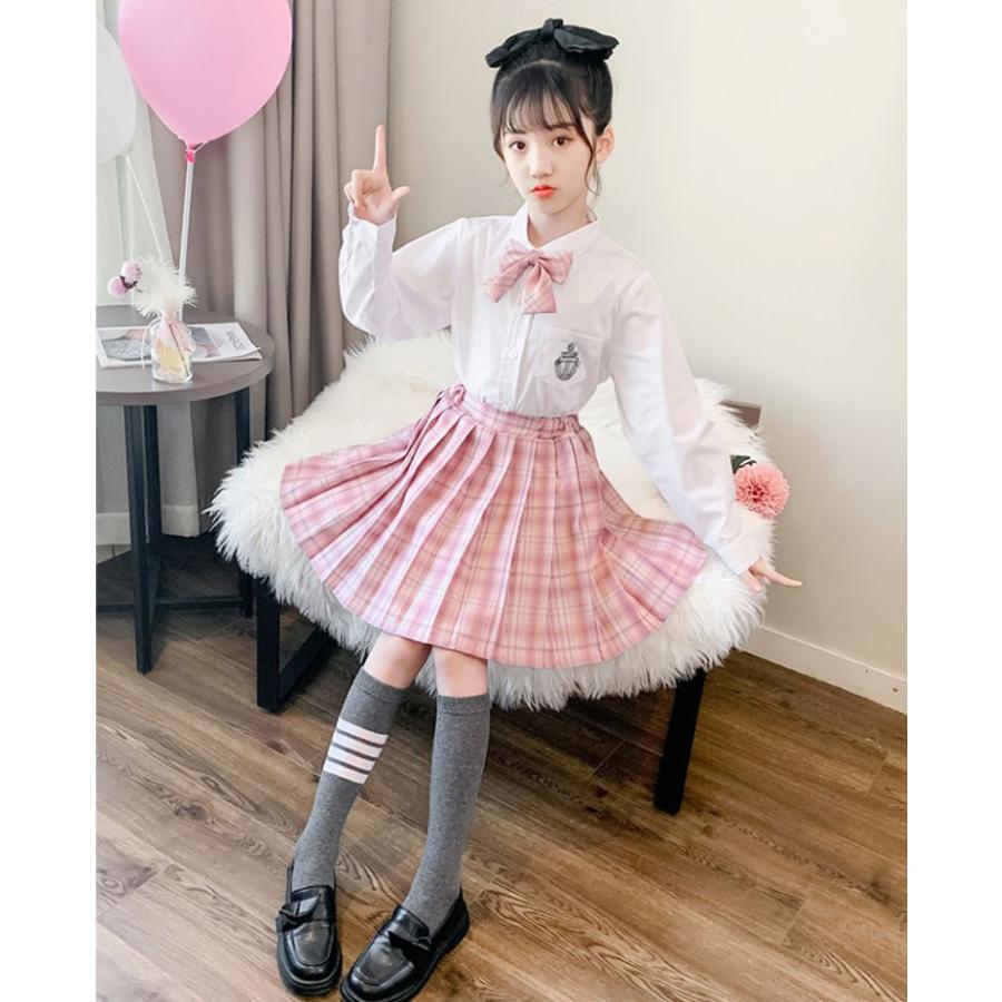 卒業式 スカートスーツ 女の子 スーツ 4点セット チェック柄 韓国 入学