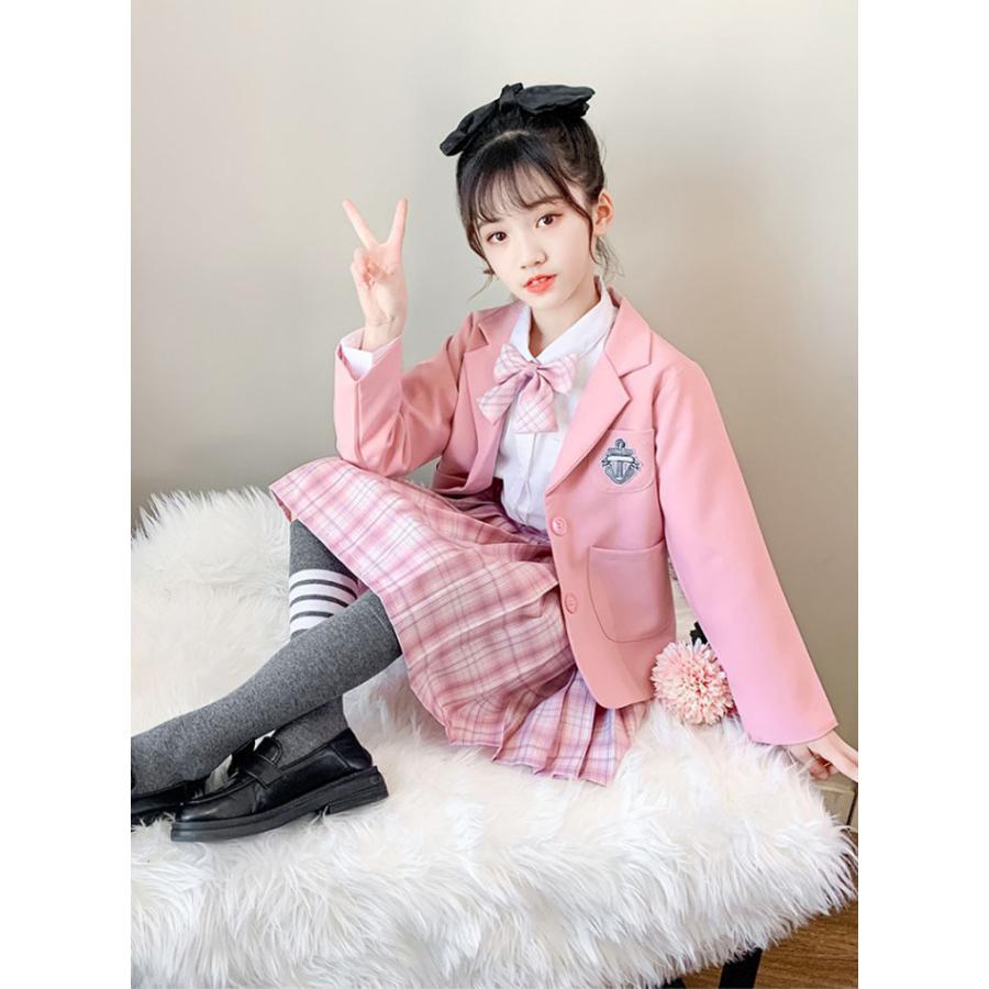 卒業式 スカートスーツ 女の子 スーツ 4点セット チェック柄 韓国 入学