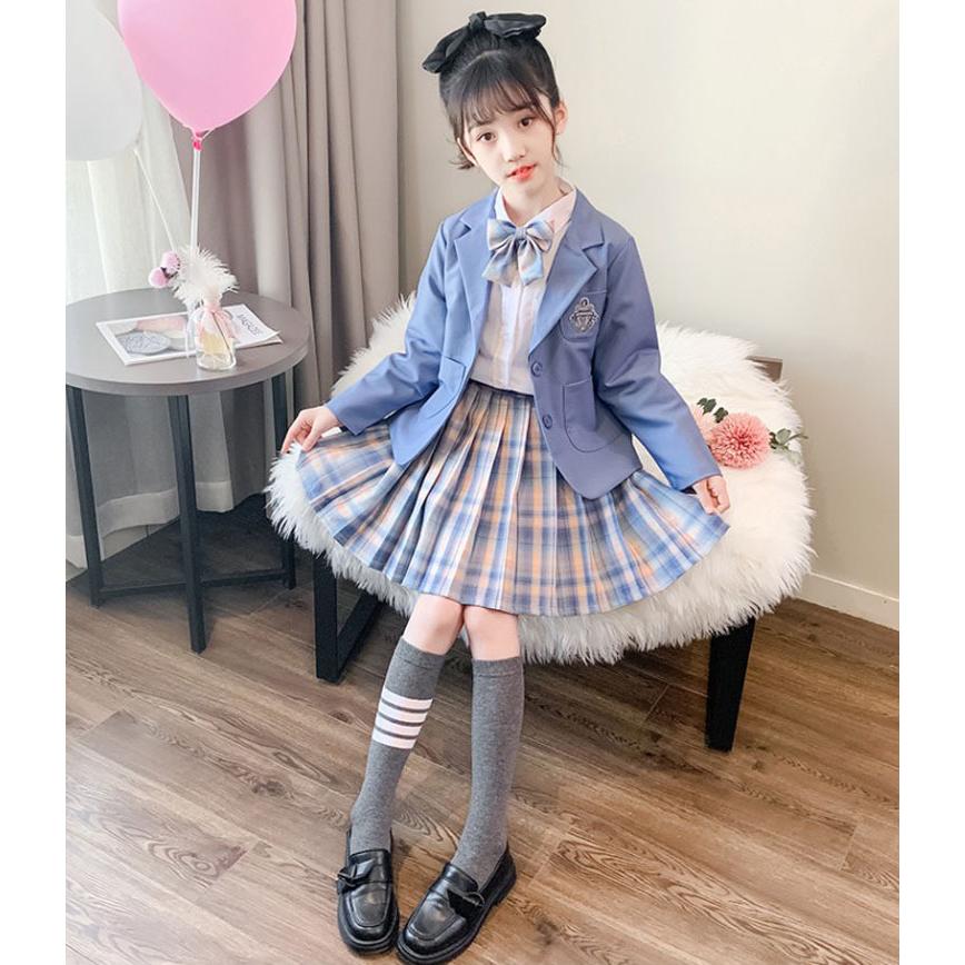 卒業式 スカートスーツ 女の子 スーツ 4点セット チェック柄 韓国 入学