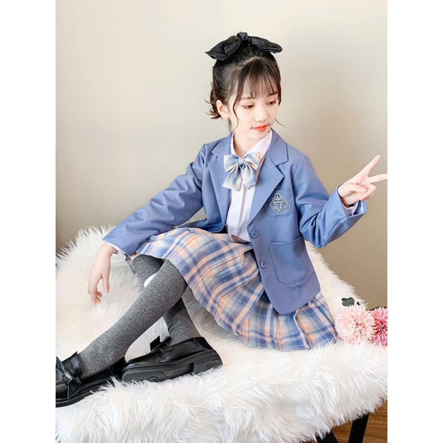 卒業式 スカートスーツ 女の子 スーツ 4点セット チェック柄 韓国 入学