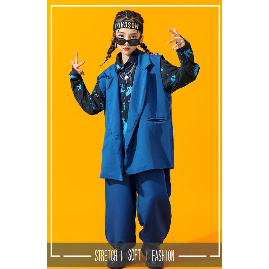 キッズ ダンス衣装 シャツ 青 サルエルパンツ ベスト ガールズ 男の子 キッズダンス 練習着 韓国 かっこいい 派手 ヒップホップ 演出服 団体 応援団 Lxyyridea 66 サンフラワーハウス 通販 Yahoo ショッピング