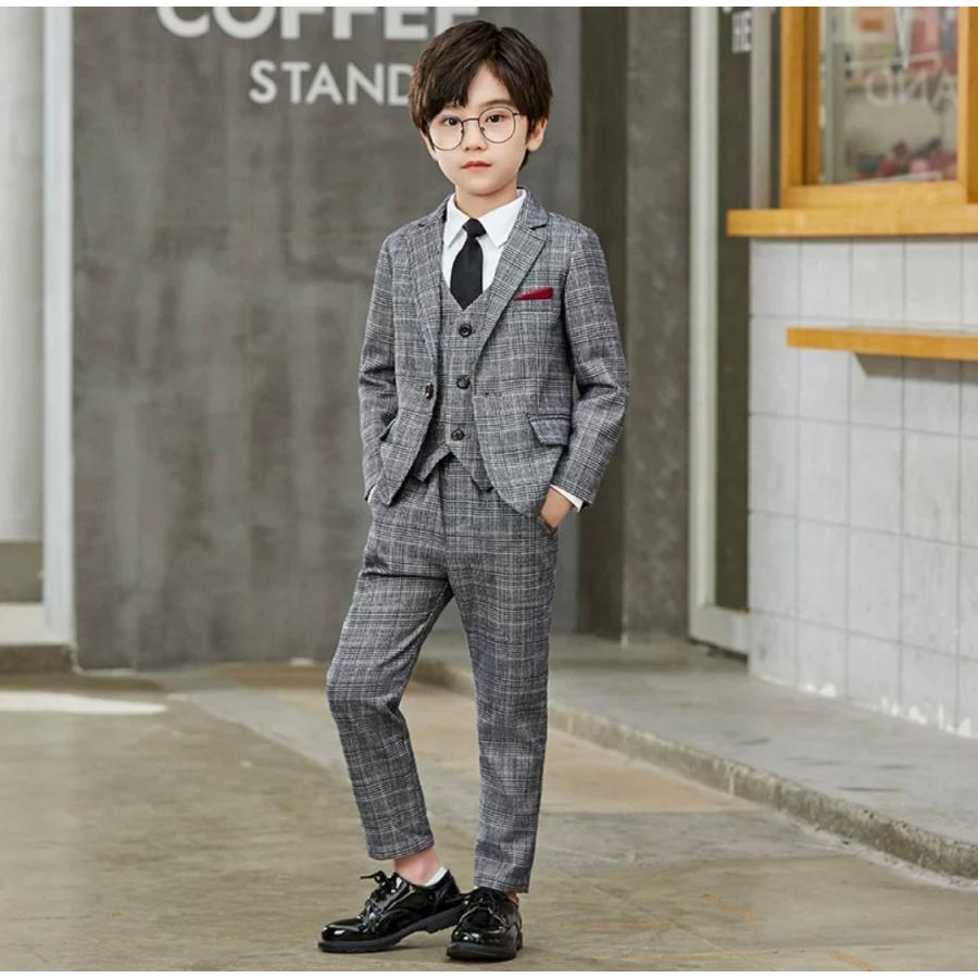 フォーマル 男の子 4点セット 160サイズ 170サイズ キッズ スーツ 発表 