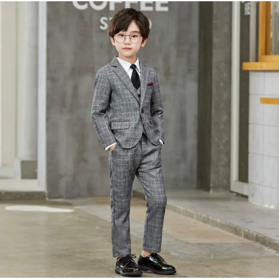 フォーマル 男の子 4点セット 160サイズ 170サイズ キッズ スーツ 発表
