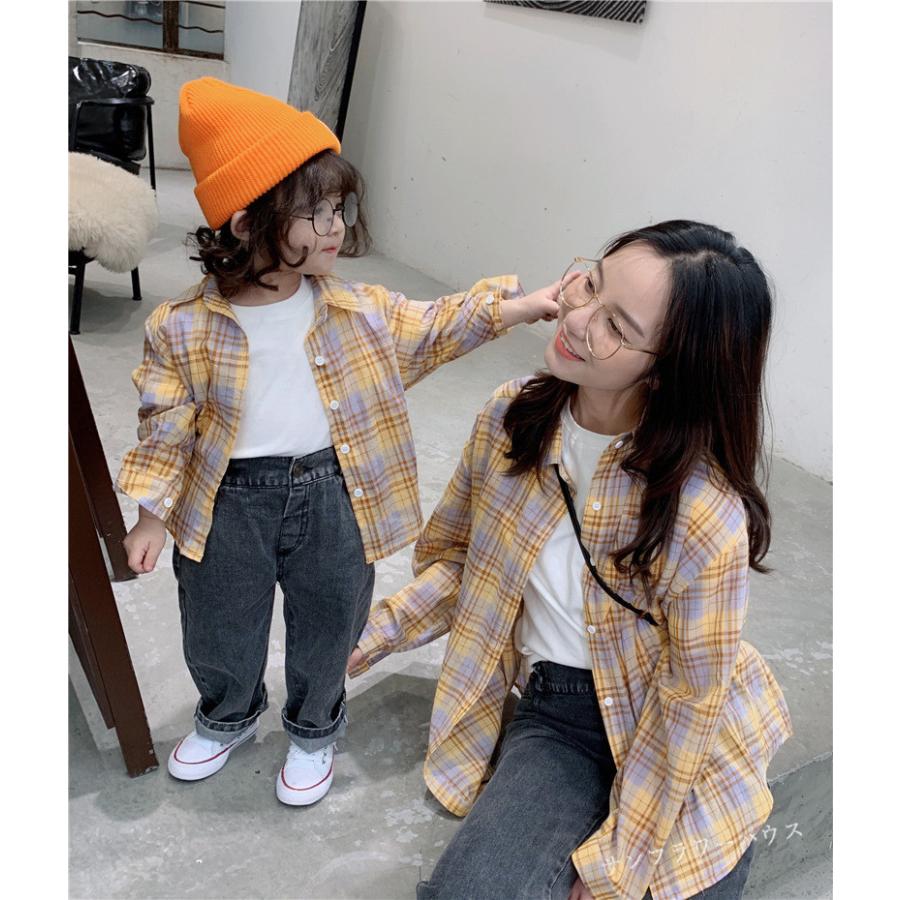 リンクコーデ 親子 親子コーデ ママ 娘 女の子 ペアルック チェック柄 お揃い 子供服 刺繍 シャツ 親子服 家族ｔシャツ 親子 ペアtシャツ プレゼント コットン Okooyako49 サンフラワーハウス 通販 Yahoo ショッピング