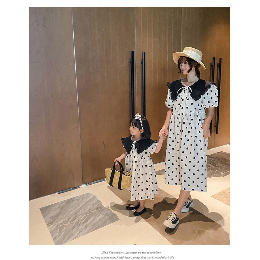 親子ペアルック ワンピース リンクコーデ 親子 お揃いワンピース 親子コーデ スカート 夏 女の子 娘 レディース 水玉柄 お揃い 誕生日 母の日 プレゼント Okooyako80 サンフラワーハウス 通販 Yahoo ショッピング