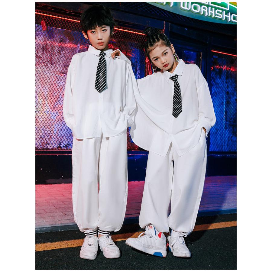 競技ダンス　ホワイト長袖シャツとブラックパンツセット 競技ダンス ホワイト長袖シャツとブラックパンツセット