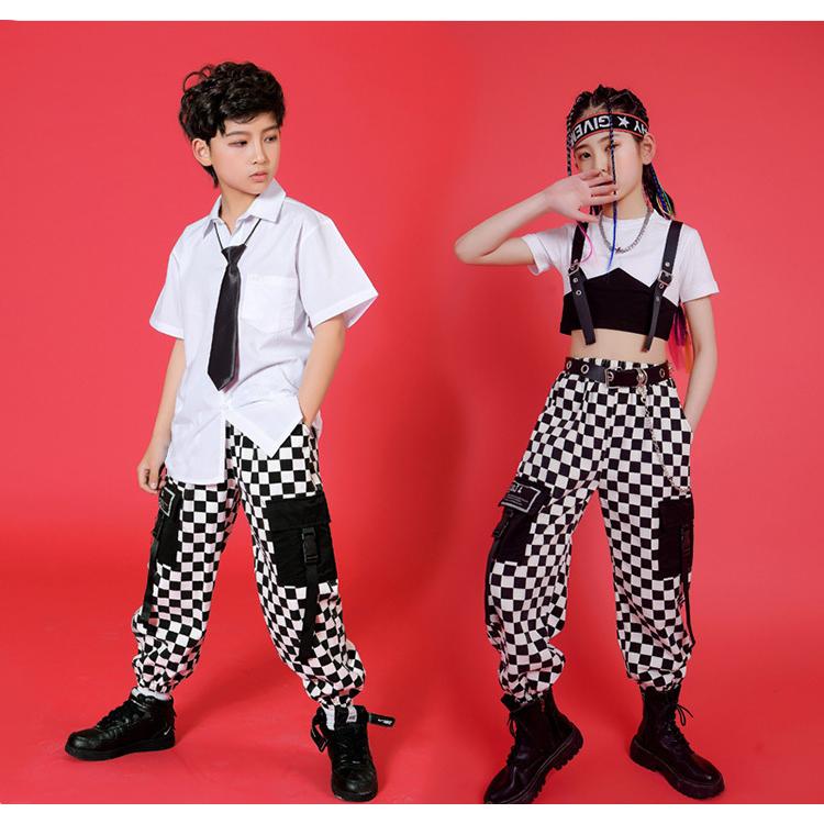キッズダンス衣装 チェック柄 セットアップ ヒップホップ チェック