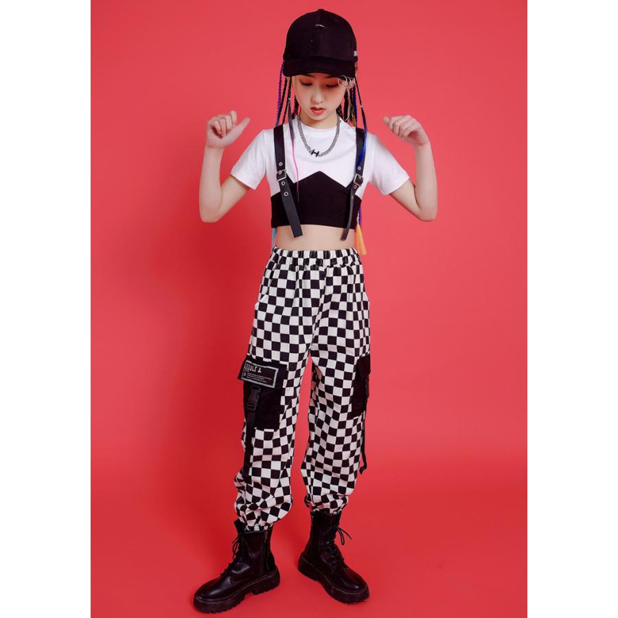 キッズダンス衣装 チェック柄 セットアップ ヒップホップ チェック