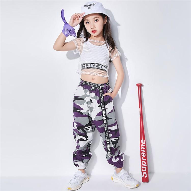 パンツ ズボン 110サイズ 迷彩 パープル 紫 子供 キッズ ダンス衣装 子供服 派手 映え KPOP 韓国 ガールズ ボーイズ 即納 在庫処分 激安 お買い得 送料無料｜sunflowerhouse｜05