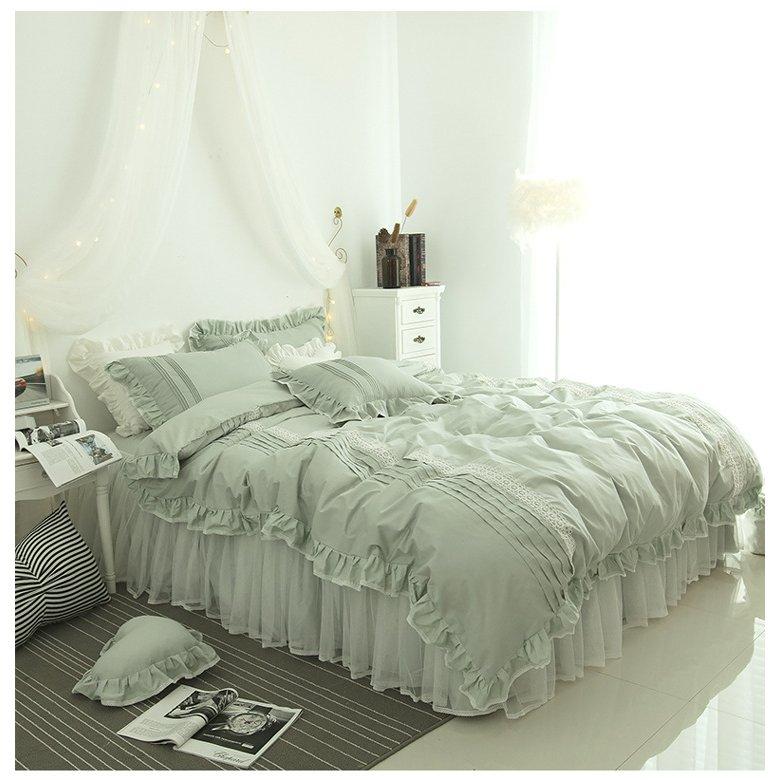 布団カバー ダブル 4点 レース 姫系 インスタ 韓国 寝具 : サン