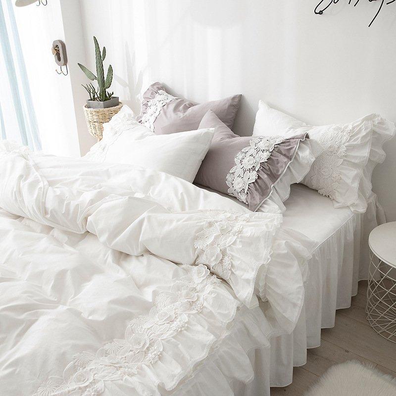 布団カバーセット シングル 布団セット４点 ダブル 布団セット レース 姫系 布団カバー ダブル 4点 レース 姫系 インスタ 韓国 寝具 : サン