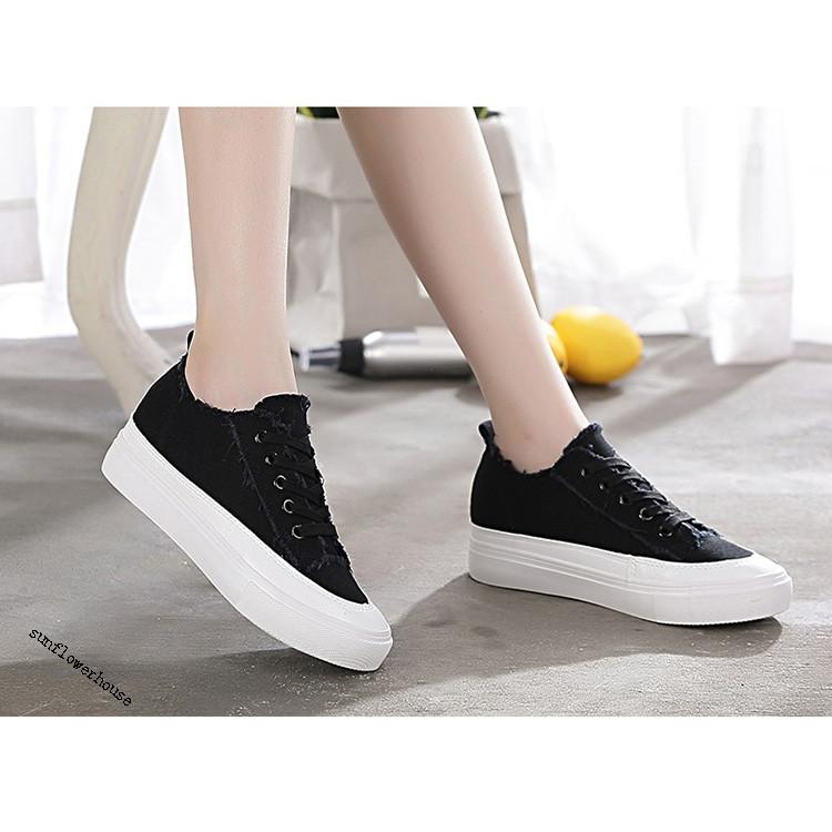 レディース スニーカー 厚底 シューズ キャンバス スニーカー ローカット 歩きやすい 疲れにくい 無地 軽量 ぺたんこ 春 夏 秋 コーデ 白 黒 Sl Xz37 サンフラワーハウス 通販 Yahoo ショッピング