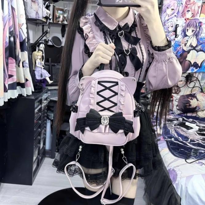 バッグ かわいい おしゃれ リボン ロリータ 姫系 地雷系 ピンク ブルー