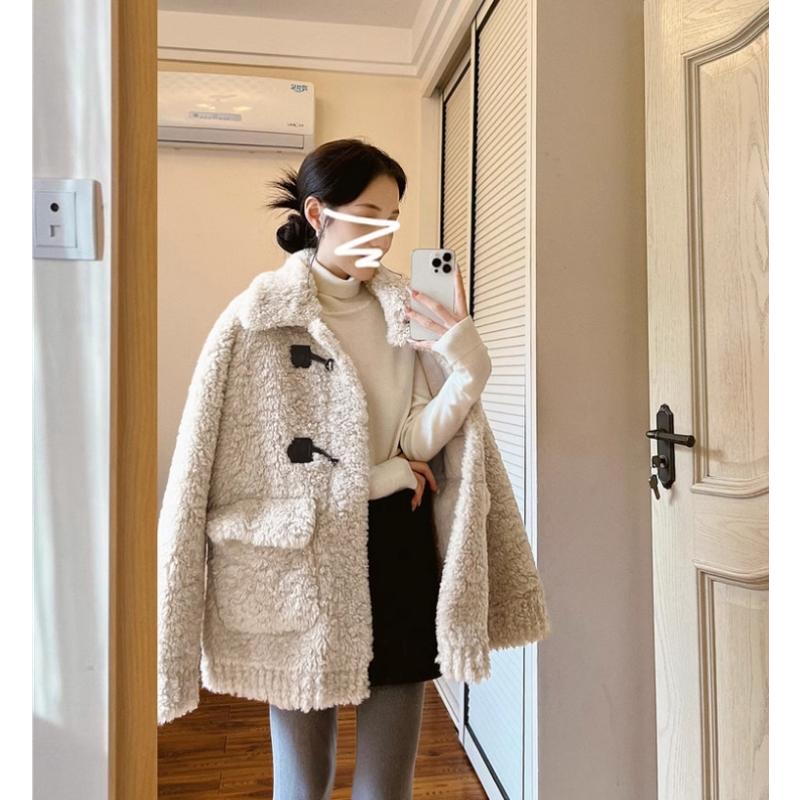 もこもこコート シンプル ショート丈コート 秋冬コート ファッション  