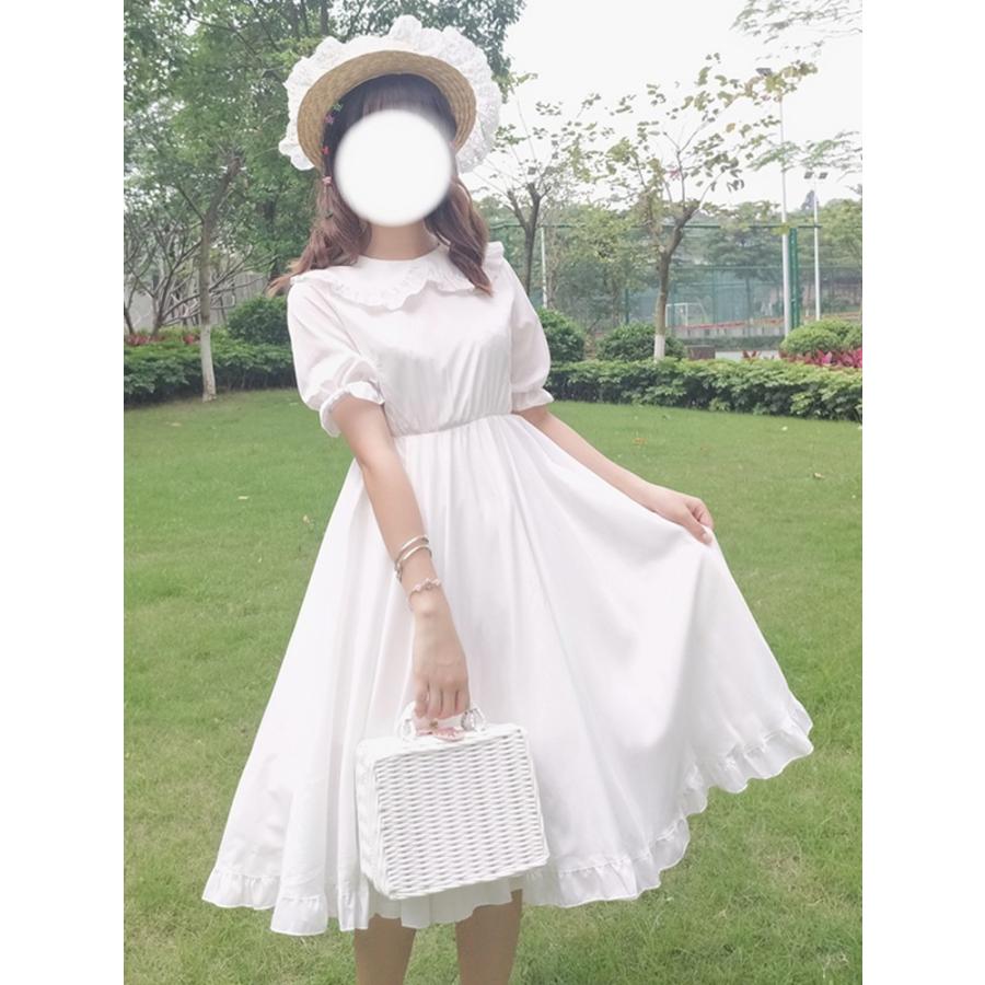 白ワンピース 膝丈ワンピース レディース ロングドレス 袖あり 体型カバー 二次会 Vネック フレア 大人 カジュアル 細身 夏 裏地付き ホワイト 藤色 Xw Lyq32 サンフラワーハウス 通販 Yahoo ショッピング