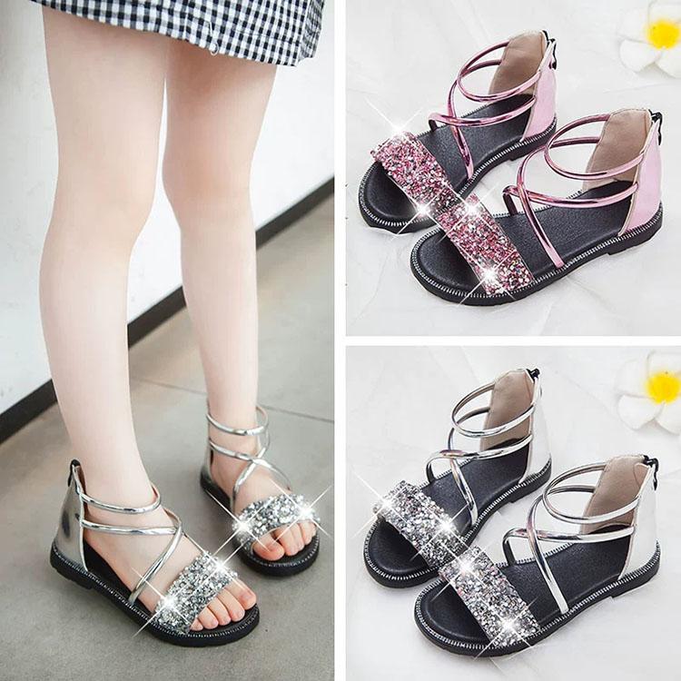 サンダル キッズ シューズ 87 以上節約 スポーツサンダル 子供 靴 女の子 発表会 ダンスシューズ 履きやすい 厚底 キラキラ スパンコール 子供用 軽量 演出靴 歩きやすい
