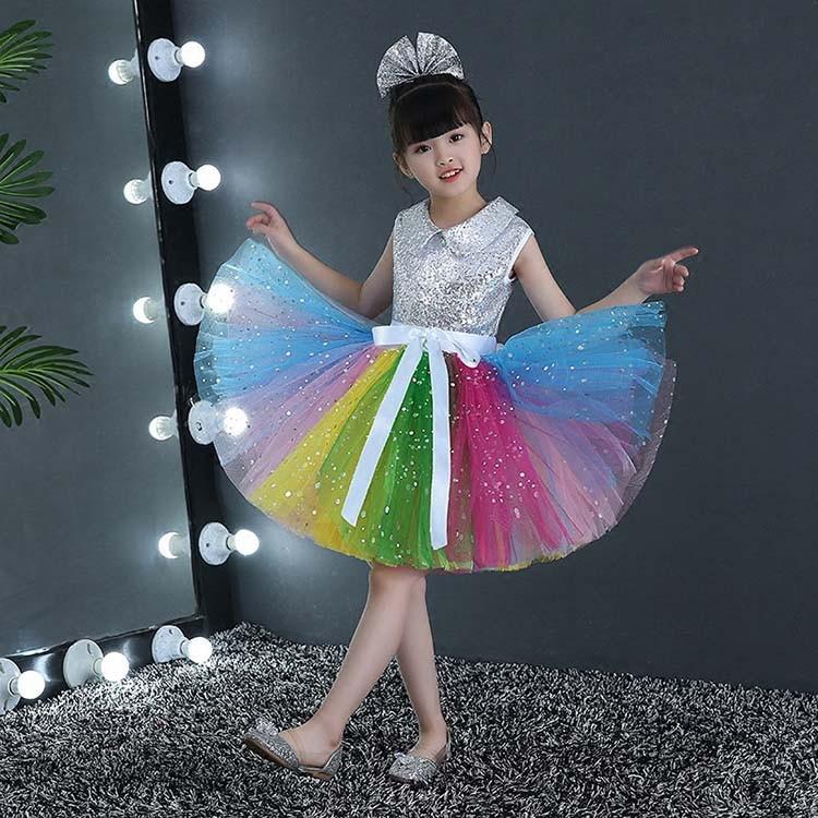 キッズダンス衣装 スパンコール キラキラ キッズ ダンス衣装 チアガール ワンピース 女の子 チアリボン ドレス 虹 子供用 女の子 応援団 演出服 Yhyc 09 サンフラワーハウス 通販 Yahoo ショッピング