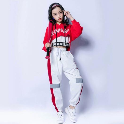 セットアップ 120 キッズ ダンス 衣装 赤 レッド ズボン キッズダンス