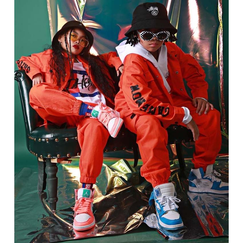 パンツ 140サイズ オレンジ キッズダンス衣装 ヒップホップ HIPHOP