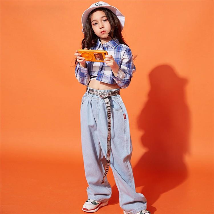 キッズダンス衣装 ヒップホップ キッズ ダンス衣装 セットアップ ガールズ へそ出し トップス チェック柄 シャツ デニムパンツ デニム かっこいい 練習着 Yhyc 211 サンフラワーハウス 通販 Yahoo ショッピング