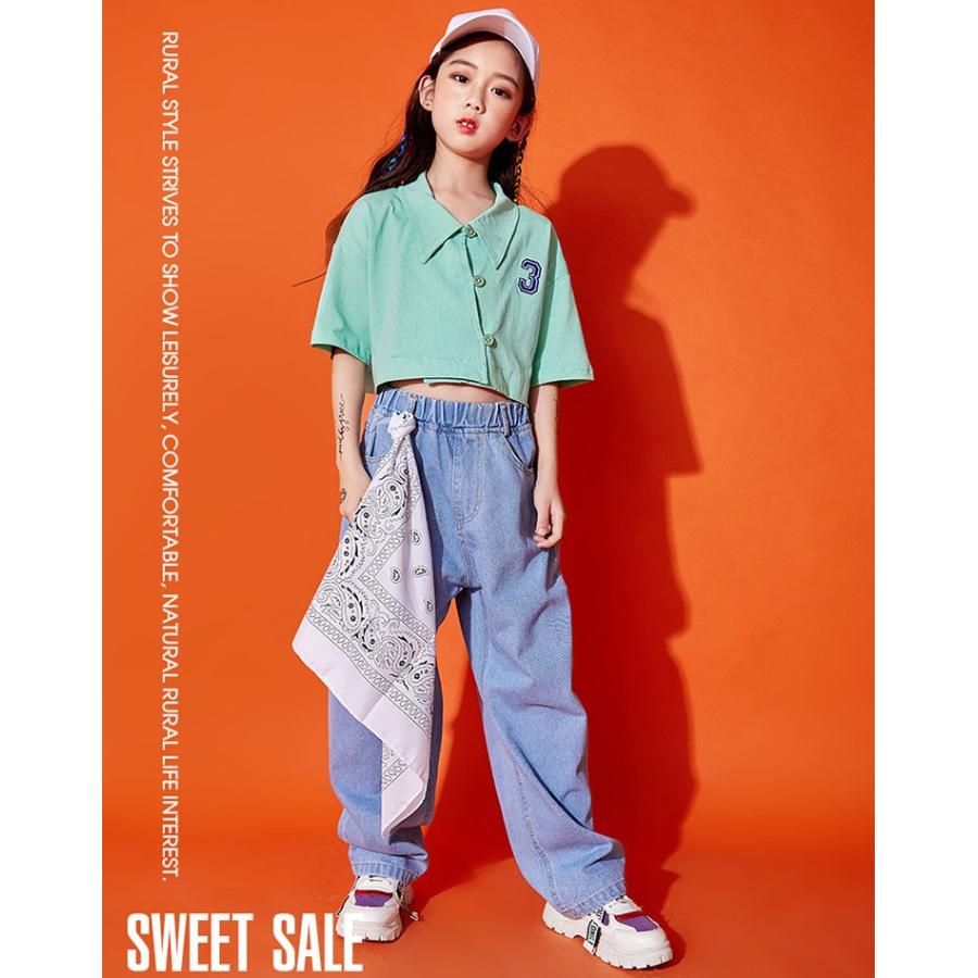 キッズ ダンス衣装 ヒップホップ Hiphop セットアップ ダンストップス ｔシャツ デニム ジーンズ デニムパンツ 子供服 ガールズ チアダンス Yhyc 430 サンフラワーハウス 通販 Yahoo ショッピング