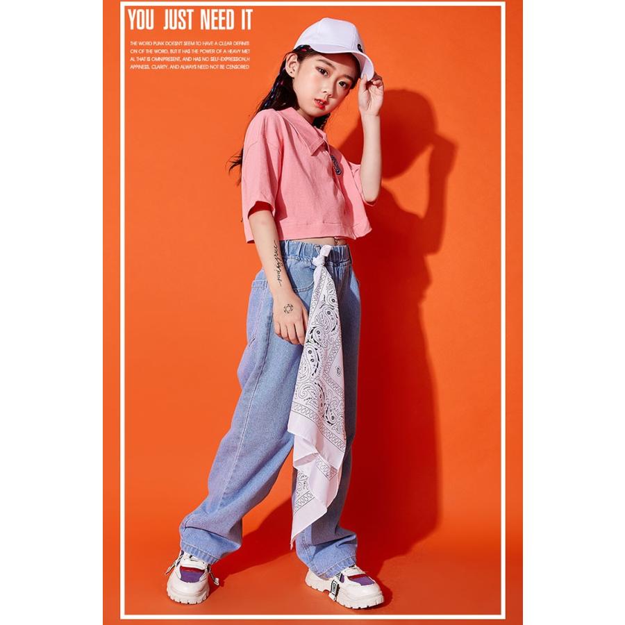 キッズ ダンス衣装 ヒップホップ Hiphop セットアップ ダンストップス ｔシャツ デニム ジーンズ デニムパンツ 子供服 ガールズ チアダンス Yhyc 430 サンフラワーハウス 通販 Yahoo ショッピング