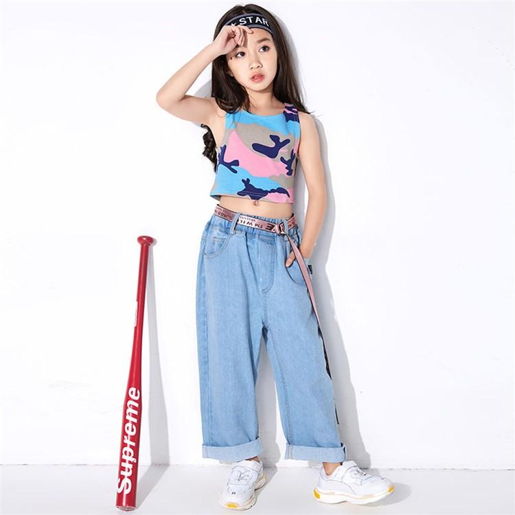 キッズダンス衣装 ヒップホップ Hiphop 迷彩 セットアップ 子供 タンク